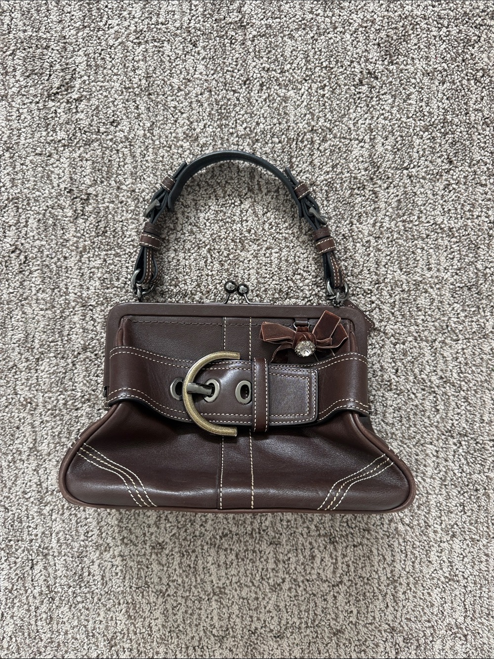 Coach (re) loved Women's Brown Leather Top-Handle Bag with Decorative Buckle - Picture 1 of 6